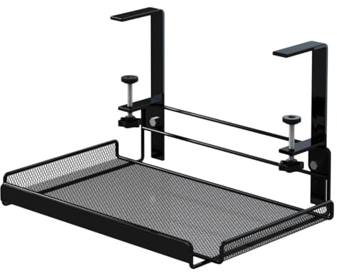 MoSundi Plateau de gestion des câbles sous le bureau, 36,5 x 20 x 17,5 cm, hauteur réglable de 4,5 à 8,5 cm, organiseur de cordons en acier au carbone pour bureau, noir L