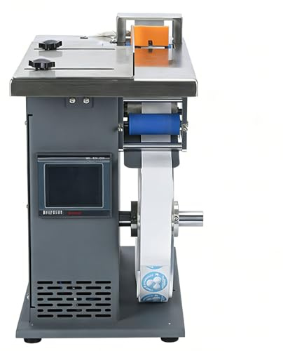Automatisk centrerande etiketteringsmaskin med PLC-system, 90° hörnmärkningsmaskin, avskalningsbar etiketteringsmaskin, exakt märkning, för transparenta fyrkantiga, runda etiketter 50mm