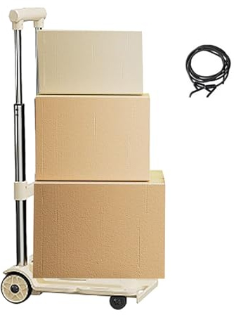 Carretilla de Mano - Rodante con Capacidad De 100 Kg Y Ruedas Portátiles,Carretilla Plegable con Altura Ajustable,para Uso en Garaje, Transporte, Compras, Supermercado, Viaje y Aeropuerto