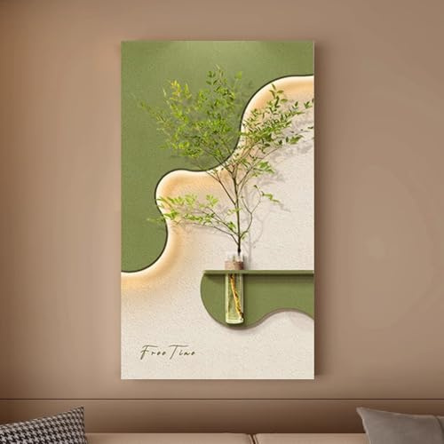 IBOWZ Escultura de Pared de Arenisca 3D con luz LED, Pintura Decorativa Artesanal Creativa con Enchufe, jarrón con Almacenamiento de Agua, decoración artística sin Marco para el hogar