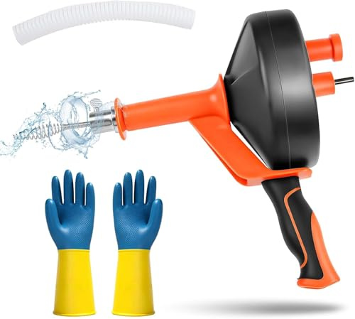 Furet Déboucheur Canalisation 10 m, Furet Electrique & Manuell, Furet Canalisation Professionnel, Spirale de Nettoyage de Tuyaux pour Déboucher Toilettes Lavabo Cuisine Salle de Bain