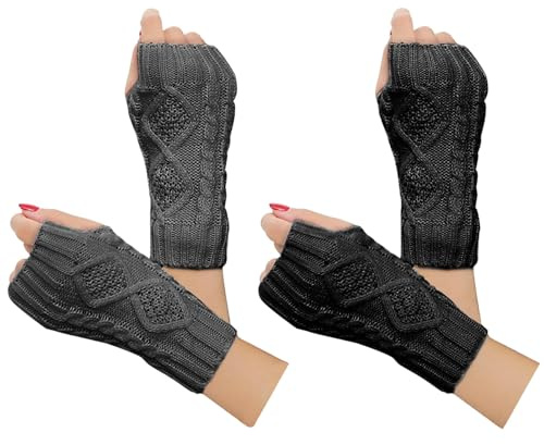 Justay Winter Fingerless Gloves for Women, Thumbhole Arm Warmers Mittens
