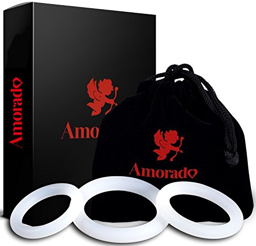 Anello Pene - Sextoy per gli uomini per aumentare la potenza - Set di 3 cockring per un'erezione più lunga e più piena - con sacchetto di velluto (3 dimensioni Bianco)