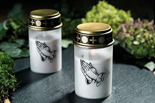 Novaliv Velas para tumba blancas con 2 velas de luz LED para tumbas con batería, vela conmemorativa para tumba, luz eterna, vela de luto