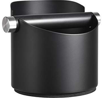 Kaffe knackbox, SANTOW svart espresso knackbox med avtagbar slagstång och halkfri bas – diskmaskinsäker, rostfritt stålkonstruktion, liten storlek