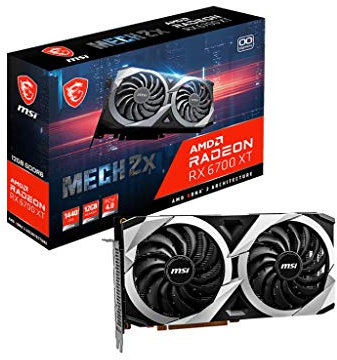 MSI Gaming Radeon RX 6700 XT 192-bit 12GB GDDR6 DP/HDMI Dual Torx 3.0 Fans FreeSync DirectX 12 VR Ready OC Graphics Card (MECH 2X 12G OC)