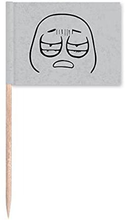 Tired Black Cute Chat Face Pattern Toothpick Flags Marker Topper Party Decoration