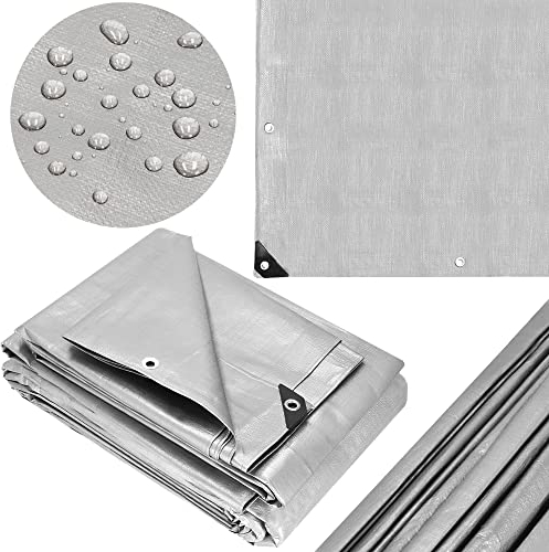 SPRINGOS Lona impermeable con ojales, 4 x 7 m, resistente al desgarro, lona protectora para leña de chimenea, muebles de jardín, cubierta de barco, PE 210 g/m2