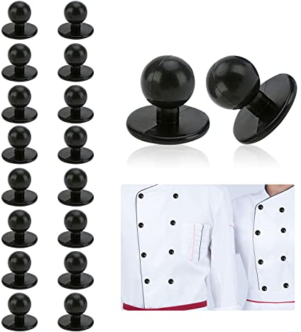 FuninCrea Knöpfe für Kochjacken, 40 Stück Mini-Knöpfe aus Kunststoff, rund, Kugelknöpfe für Kochkleidung Kochkleidungsknöpfe, DIY-Ersatz (Schwarz)