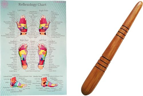 CCcollections Ensembles d'outils de Massage avec tableau pour professionnels, Massage des pieds et des mains, bâton en bois, réflexologie (Set A)