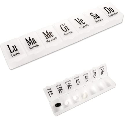Portapillole Settimanale in ITALIANO a 7 Scomparti 7 Giorni Portapastiglie Giornaliero Organizer Medicine Porta Pastiglie Pillole Medicinali