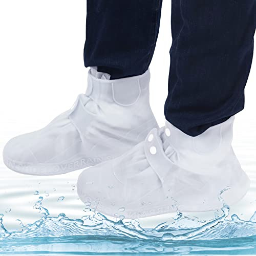 Swpeet Silicone Waterproof Rain Shoe Covers, Reusable Foldable Overshoes Non-Slip Water Resistant Overshoes Silicone Rubber Rain Shoe Cover Protectors for Kids, Men, Women