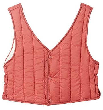 DAIHAN Damen Steppweste Fleeceweste gepolsterte Weste Kurz mit Fleece gefüttert Gesteppte Warme Sherpa-Körperwärmer Plüschweste Gilet Ärmellose Outwear-Jacke QuRot S