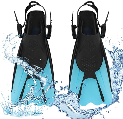 Schnorchelflossen - Schwimmflossen, Schnorchelausrüstung für Erwachsene, Flossen Verstellbar, Taucherflossen, Kurze Flossen für Freitauchen Schnorcheln Schwimmen (Gr.34-38)