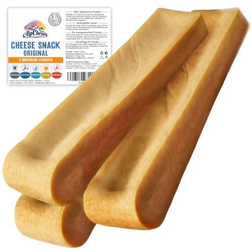 Alp Chews Hartkäse für Hunde – Mittlere 3 Stück – Natürlicher Kauknochen – Kaukäse zur Zahnpflege & Langen Kaudauer