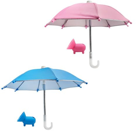 GZSYWZ 2pcs Cell Phone Umbrella with Cute Piggy Sucker Sun Shade - Universal Suction Cup Phone Shade - Glare Blocking - Multifunctional - Pink, Blue