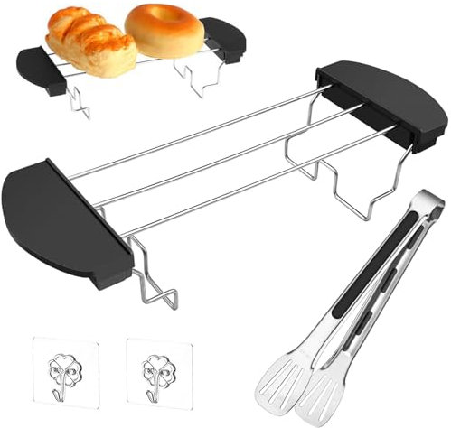XianZhan EU Accesorio para tostadora de panecillos, accesorio de acero inoxidable con pinzas de cocina y 2 ganchos transparentes para cocina en casa, pan, tostadas, tortitas