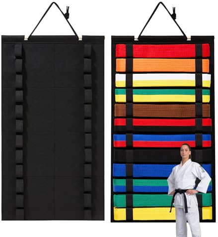 Karate Belt Display Rack - 12 Belts Martial Arts Belt Display Holder Belt Hanger Taekwondo Belt Organizer, Belt Hanger for Martial Arts, Equipment for Taekwondo Learners and Enthusiasts(No Belts)