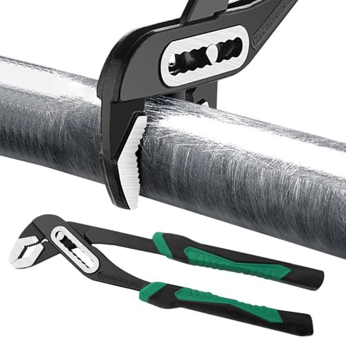 Alicates para bomba de agua con ajuste de botón de presión, 250 mm, llave de fontanería antideslizante, ranura y alicates de resorte con mordazas ajustables, alicates para tubos de agua para