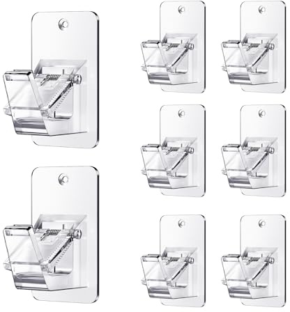 Adhesive No Drill Curtain Rod Brackets - Heavy Duty 30LB Holders for Bathroom Bedroom Kitchen, Universal Damage-Free Window Rod Hooks with Nail-Free Installation (8PC Transparent)
