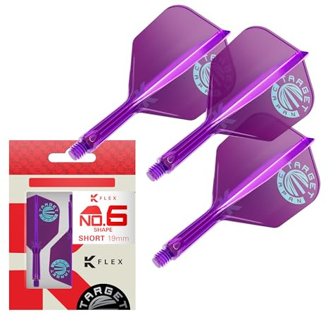 Target Japan Sistema di Alette e Aste K Flex Dart, No.6 | Confezione da 3 Accessori per Freccette Kflex all in One Flight, Edizione Limitata Viola | Asta per Freccette K-Flex – Corto (19mm)