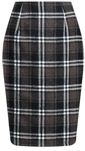 Ellunis Women's Plaid Skirt Fall Winter 2025 A Line High Waist Bodycon Pencil Midi Skirts