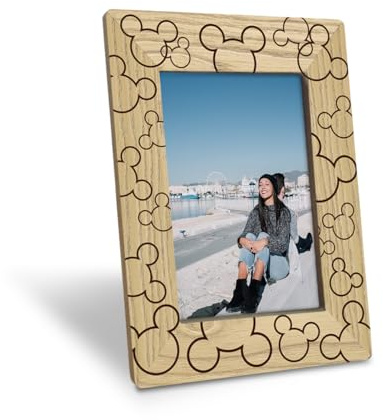 EDQAWN Cute Wooden Picture Frame, Light Wood Grain Cartoon Characters Photo Frame, Fits 4x6 Inch Photo, Display on Table Top Desk, Picture Gift for Friend