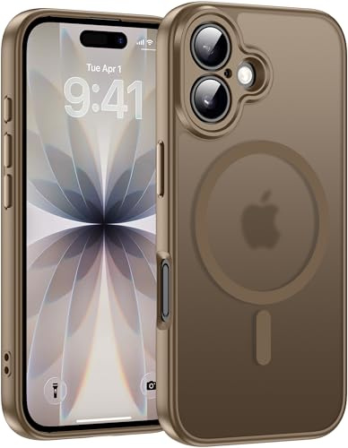 Helssitot für iPhone 17 Hülle mit Magsafe, Militär-Grade Stoßfest Anti-Fingerabdruck Magnetisch Rückseite Matt Hülle für iPhone 17 6,3 Zoll,Wüstenfarbe