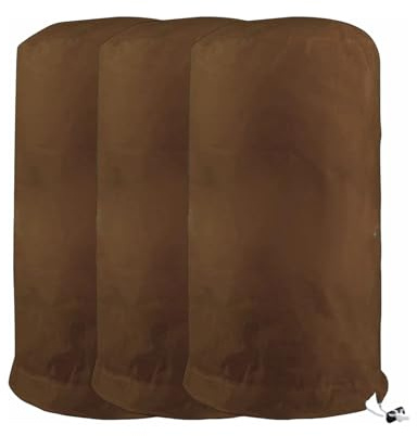 BESTORI Cappuccio Protezione Piante 3 Pezzi Sacco di Protezione Invernale per Piante Riutilizzabile per Telo di Protezione Antigelo Non Tessuto, Marrone, 60 x 80 cm