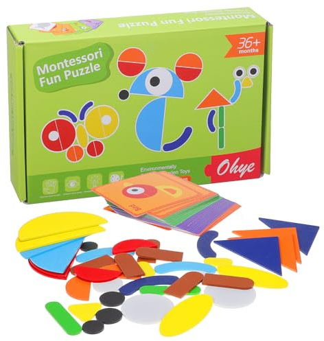 WEKAMOS Juego de Encastre de Formas Geométricas Montessori para Niños Pequeños, Tablero de Madera Mediano, Bloques de Patrones Coloridos, Desarrollo Sensorial y Educativo, Adecuado