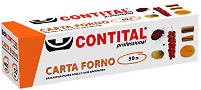 CONTITAL Rotolo Professionale Carta Forno per Alimenti con astuccio, larghezza 40 cm, 50 metri
