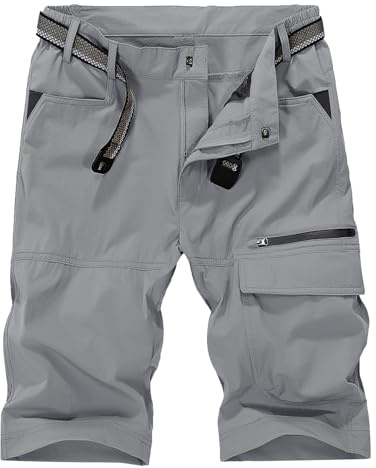 KEFITEVD Shorts d'escalade Respirant pour Hommes Shorts Légers d'été Pantalons Courts Nylon Mâle,Gris Clair,40