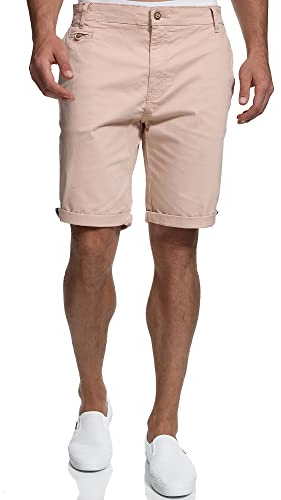 Indicode Herren Creel Chino Shorts mit 5 Taschen | Bermuda Herrenshorts Chinoshorts Freizeitshorts Männer Cameo Rose, XL
