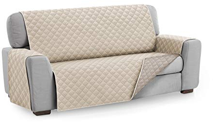 Textilhome Housse de Canapé Malu, 3 Places (160 cm), Protège-Canapé Réversible Universel avec Rembourrage, Idéal pour Animaux, Résistant aux Griffures et aux Poils, Couleur Ivoire