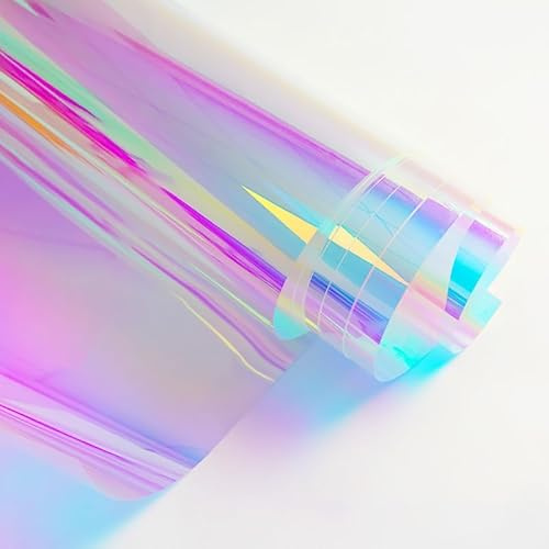 Iridescent Window Film, Holographic Window Tint Decorative Dichroic Film Colored Rainbow Film for Craft DIY Christmas Party Decor
