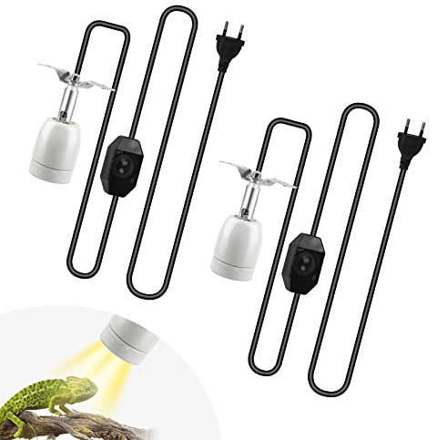 CPROSP 2pcs Lampe Chauffante Tortue Terrestre Lampe Reptiles Chauffante, Chauffage de Reptile 360 ° Orientable Fixation pour Support de Lampe (Ampoule Non Incluse), Câble et Fiche de 1,8 m