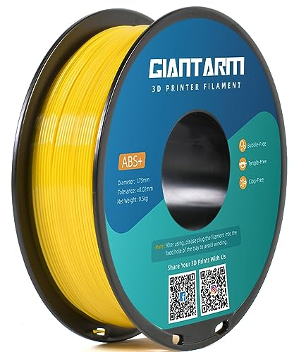 GIANTARM ABS+ Filament 1.75mm, 3D Drucker Filament 1KG 1 Spule, Durchmessertoleranz +/- 0.02mm, ABS Gelb