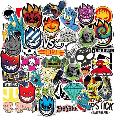 100Pcs Skateboard Stickers Cool Waterproof Stickers for Laptop Water Bottle Suitcase Phone, Skateboarding Stickers Decal for Teens Boys Adults