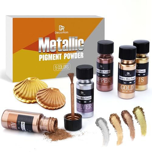 Metallic Pigment Pulve - 5 Farben Epoxidharz Farbe Pigment für Epoxy Resin, Kunstharz, Malerei - Schimmern Mica Powder Metall Farben Pulver für Schleim, Seifen, Nägel, Polymer Ton, Bastelarbeiten