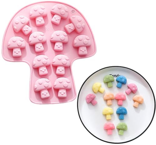PTaizjjz 1 stampo a forma di funghi per cioccolato, 12 cavità, 3D, in silicone, stampo da forno fai da te, strumento di cottura per torte al cioccolato, dessert, caramelle