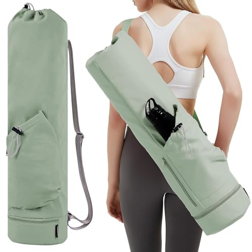 PUXING Yoga Mat Bag w/Water Bottle Pocket & Wet Pocket for Women - Green