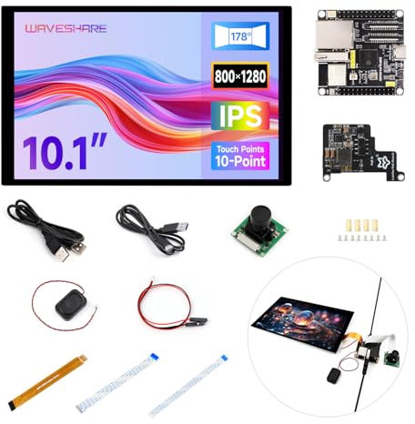 Waveshare ESP32-P4-NANO-KIT-D Development Board Based on ESP32-P4 Chip with RISC-V Dual-core and Single-core Processors Supports Wi-Fi 6/BLE 5/BLE, with Speaker PoE Module RPi Camera 10.1inch DSI LCD
