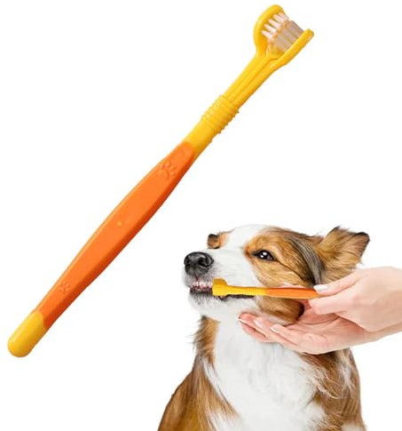 Weiche Borsten-Welpenzahnbürste, Katzenzahnbürste | Hundezahnbürste mit drei Köpfen - Weiche Borsten-Katzenreinigungs-Mundbürste, mittlere Hunde-Mundhygiene