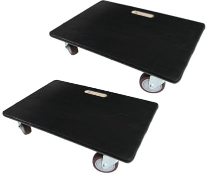 Profi Chariot à roulettes avec 4 roulettes | HxLxP 15x40x60 cm | Capacité de Charge 500kg | Panneau de contreplaqué avec revêtement en Caoutchouc | Noir | 2 pièces