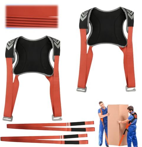 Tragegurte Umzug 2 Personen Kit mit Rutschfesten für den Umzug von Möbeln & Geräten, 2 Stück Hebegurt Umzugshelfer mit Weste, Tragfähigkeit 400 kg, Doppelt Shoulder Dolly Transportgurte