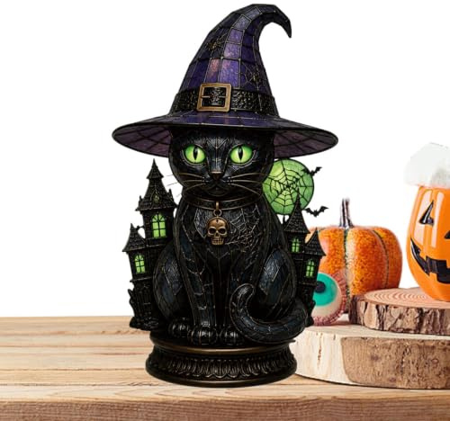 Häxhattslampa USB-Strömförsörjda Gotiska Akrylbelysning | Retro Halloween Katt-Häx Lampa Passar För Bord, Sovrum, Bokhylla, Spiselkransar, Vardagsrum, Sängbord, , Och Fest