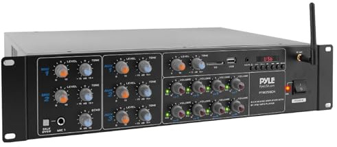 Pyle 8-Channel Wireless Bluetooth Power Amplifier - 4000W Rack Mount Multi Zone Sound Mixer Audio Home Stereo Receiver Box System w/ RCA, USB, AUX - For Speaker, PA, Theater, Studio/Stage - PT8050CH