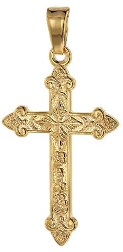 trendor Kreuz-Anhänger Gold 750 (18 Karat) 32 x 16 mm Damen und Herren Goldanhänger, Kreuzanhänger, Geschenkidee, eleganter Schmuck aus Echtgold 75104