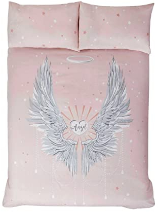 Rapport Bettwäsche-Set mit Engelsflügeln, glitzernd, für Einzelbett, Blush Pink