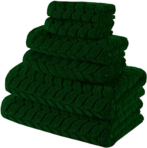 Bagno Milano 100% türkische Baumwolle Jacquard Luxus Handtuch Set - Quick Dry Ultra Weich, Plüsch und Saugfähig Luxus Durable Turkish Handtücher Set (Royal Green, 6 Stück Handtuchset)
